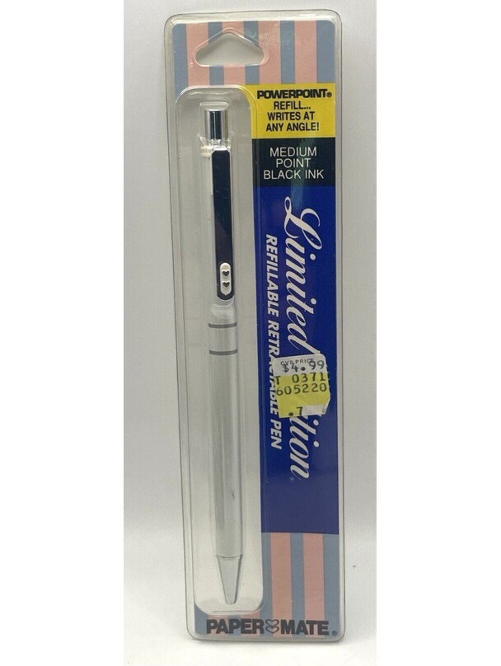 PAPER MATE Limited Edition PowerPoint Ball Pen Pearlescent White Japan Made 1989